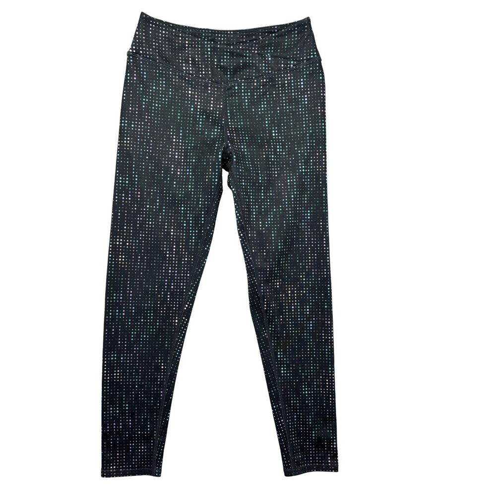 Zella Leggings Women's Large Black Green Pink Geometric Stretch Workout Pants